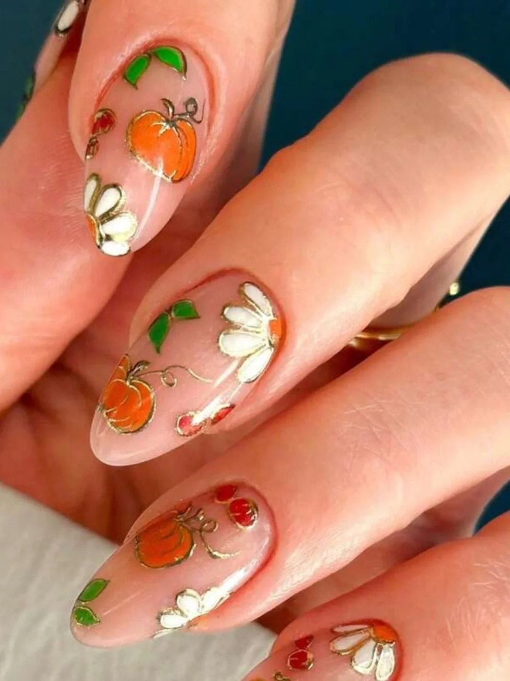 Pumpkin Autumn Acrylic Press On Nails